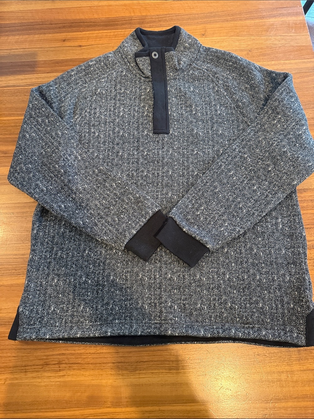 NWOT carbon 2 cobalt mens L 1/4 zip pullover gray cotton  fleece sweater